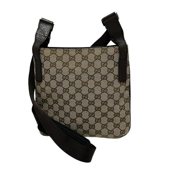 Auth GUCCI GG 122793 Beige Dark Brown Jacquard Leather - Shoulder Bag - Picture 2 of 9